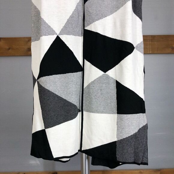 Lafayette 148‎ Black White Geometric Pockets Long Sleeveless Knit Cardigan Sz M - Picture 8 of 11